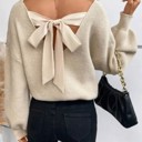  Back Tie Detail V-Neck Sweater