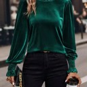  Velvet Top with Gathered Cuffs