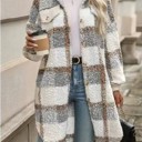  Plaid Faux Fur Coat