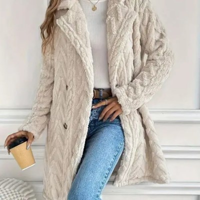 Houndstooth Pattern  Fleece Coat