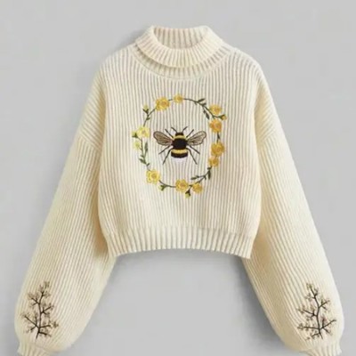 Embroidered Bee Knit Sweater