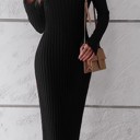  Ribbed long sleeve midi dress