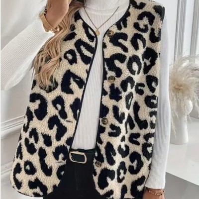 Leopard Print Fleece Vest