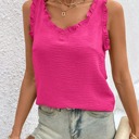 Small Hot pink Ruffle trim tank top blouse