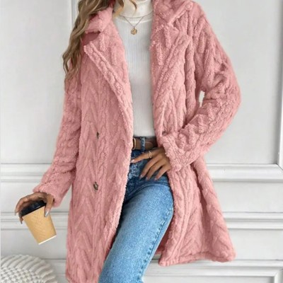 Houndstooth Pattern  Fleece Coat