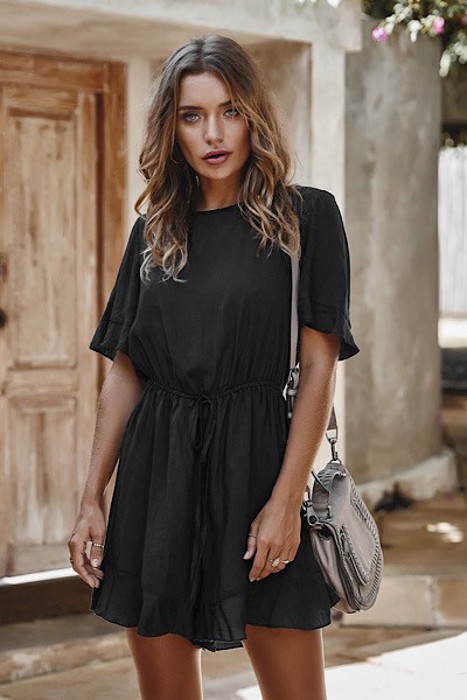Cinched Waist Short Sleeve Romper