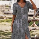 Small Black Leopard Midi Dress