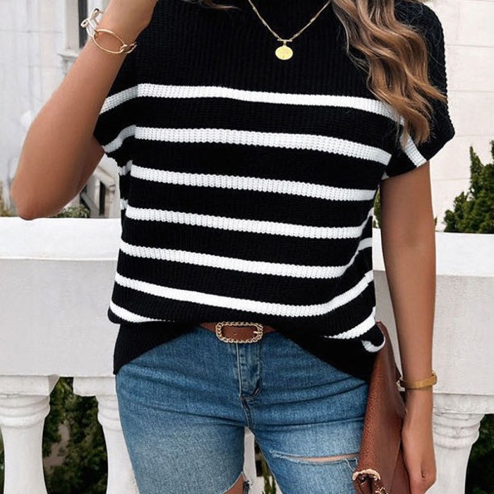Striped Ribbed Top