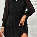 Small Black Swiss dot tiered dress