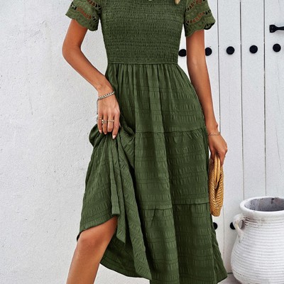 Smocked Tiered Midi Dress