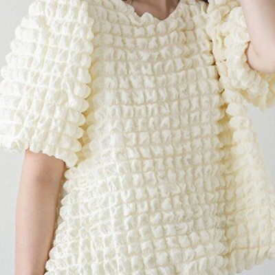 Bubble textured round neck top