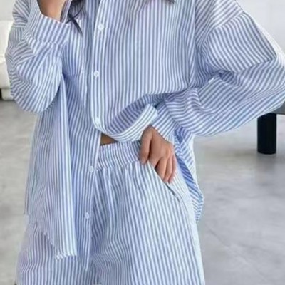 Striped Two Piece Shorts Set