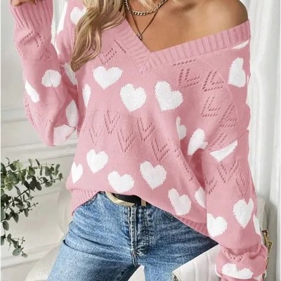 V-neck Heart Knit sweater