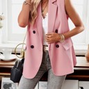 Small Pink Double-Breasted Sleeveless Blazer