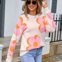  Pink Floral Knit Sweater - Cozy and Chic