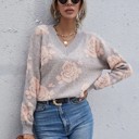  V-Neck Floral Knit Sweater - Elegant and Comfortable