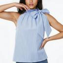 Blue Small Striped Halter Top