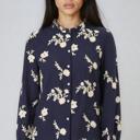 Navy Small Women's Floral Embroidered  Blouse