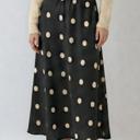 BLACK LARGE DOTS Small Vintage Polka Dot Midi Skirt