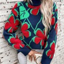  Floral knit turtleneck sweater