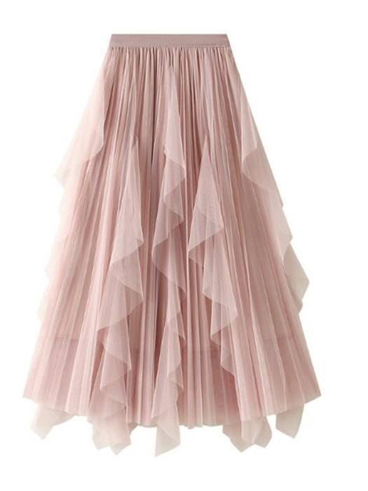 Pleated chiffon midi skirt