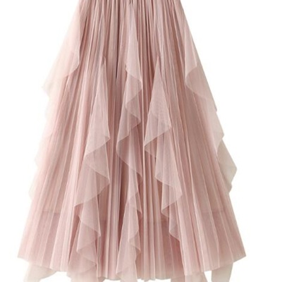 Pleated chiffon midi skirt