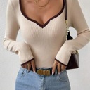 Small Beige Ribbed long sleeve top