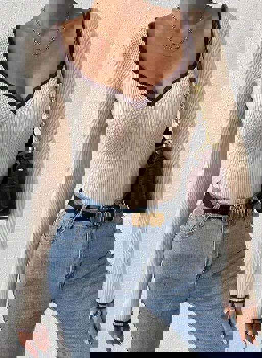 Ribbed long sleeve top