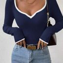 Small Blue Ribbed long sleeve top