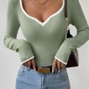 Small Green Ribbed long sleeve top