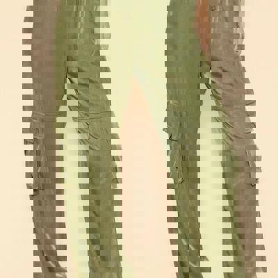 Satin wide leg cargo pants