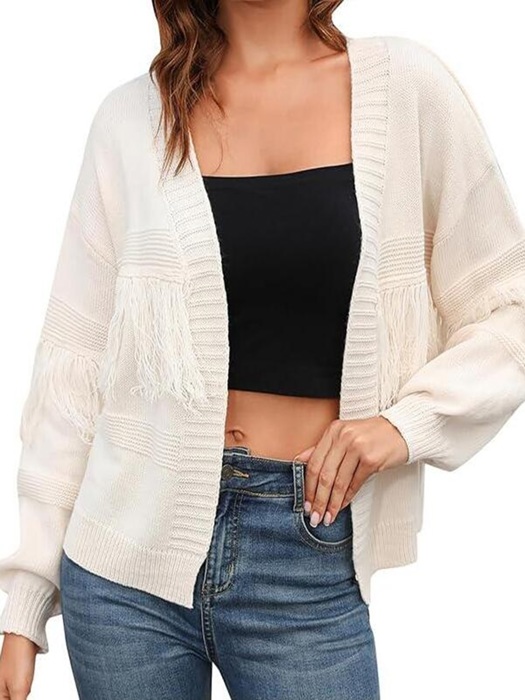 Open front fringe cardigan