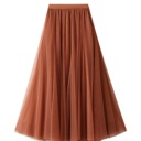 Small Red Solid Color Tulle Midi Skirt