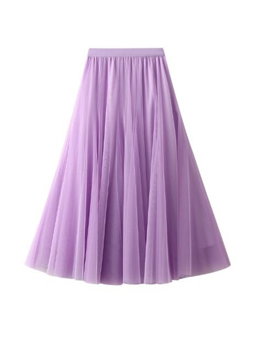 Solid Color Tulle Midi Skirt