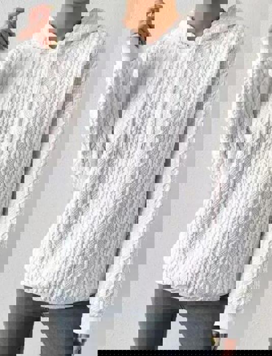 Cable knit hooded sweatshirt