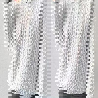 Cable knit hooded sweatshirt
