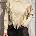 Small White Fringe turtleneck sweater