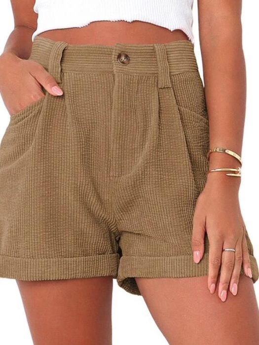 High waisted corduroy shorts
