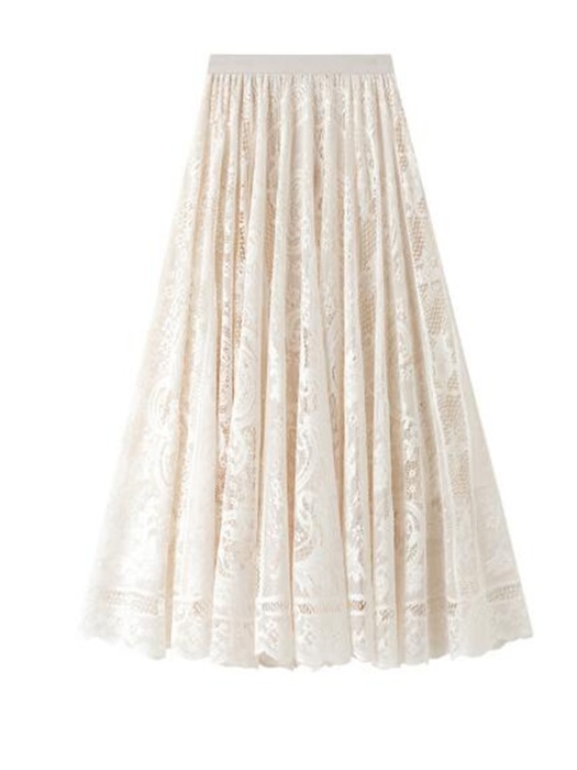 Lace chiffon midi skirt