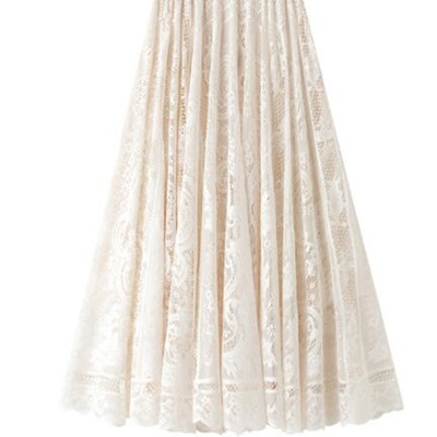 Lace chiffon midi skirt