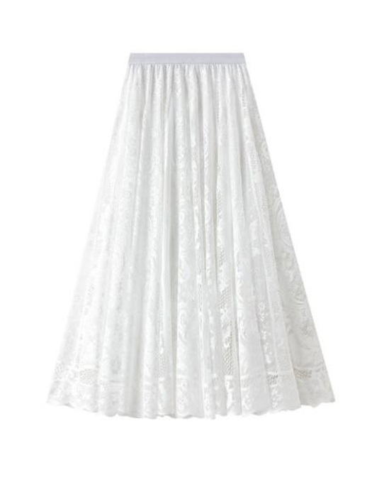 Lace chiffon midi skirt