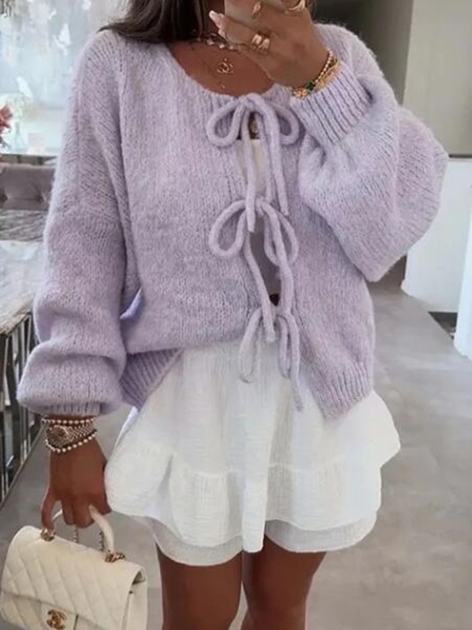 V-neck front tie Cardigan	