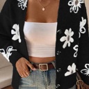 Small Black Floral button front cardigan