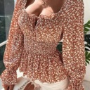 Small Red Floral Peplum Blouse