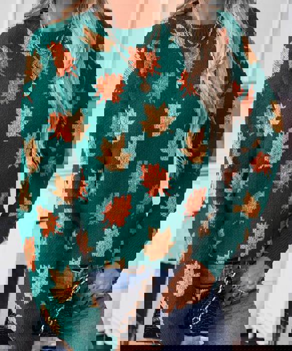 All over Leaf Sweater