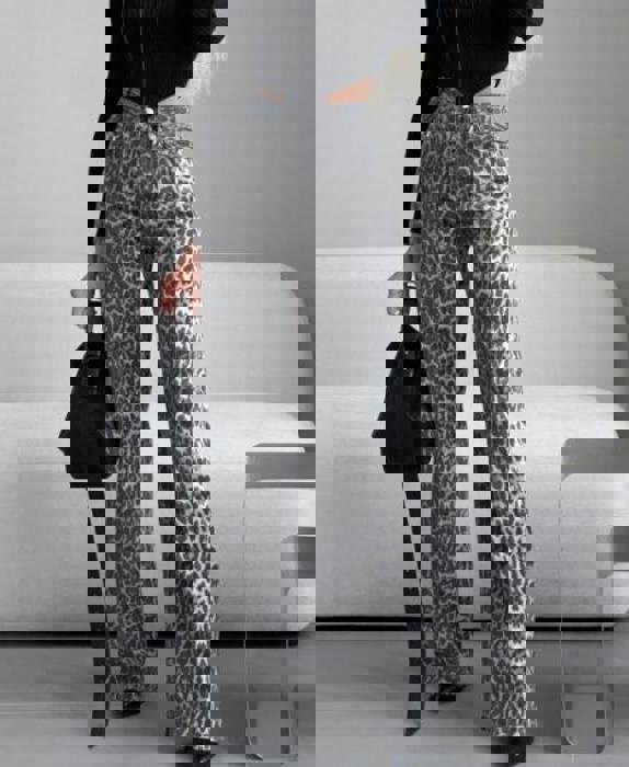 Leopard print high waist pants