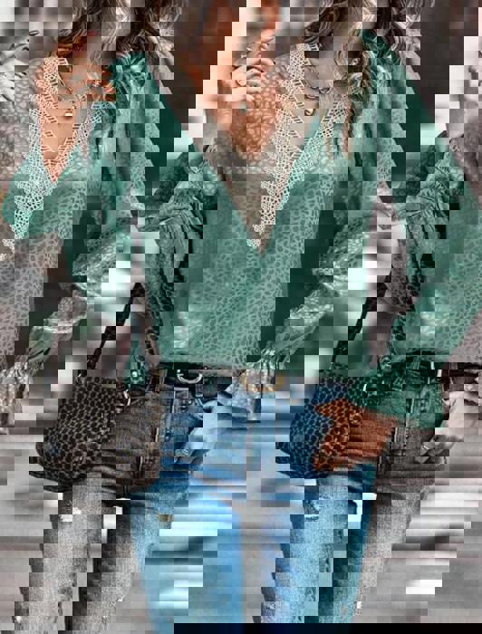 Long sleeve v neck blouse