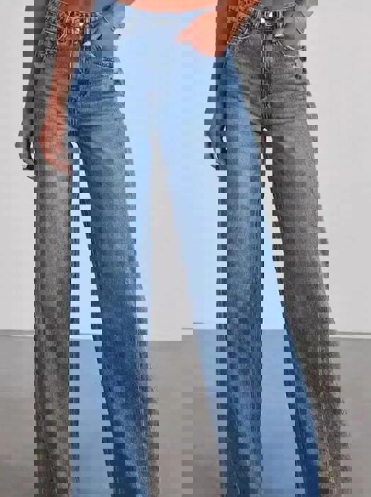 High Waisted Denim Wide Leg Jeans