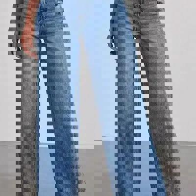 High Waisted Denim Wide Leg Jeans