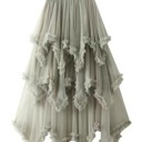 Green Small Layered Mesh High Waist Skirt